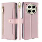 For Tecno Camon 30 Sheep Texture Cross-body Zipper Wallet Leather Phone Case(Pink) - 1