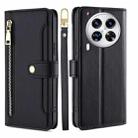 For Tecno Camon 30 Premier 5G Sheep Texture Cross-body Zipper Wallet Leather Phone Case(Black) - 1