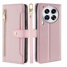 For Tecno Camon 30 Premier 5G Sheep Texture Cross-body Zipper Wallet Leather Phone Case(Pink) - 1