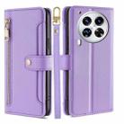 For Tecno Camon 30 Premier 5G Sheep Texture Cross-body Zipper Wallet Leather Phone Case(Purple) - 1