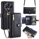 For Tecno Spark 30 4G Sheep Texture Cross-body Zipper Wallet Leather Phone Case(Black) - 1