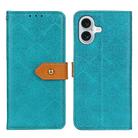 For iPhone 16 European Floral Embossed Leather Phone Case(Blue) - 1