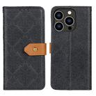 For iPhone 16 Pro European Floral Embossed Leather Phone Case(Black) - 1