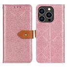 For iPhone 16 Pro Max European Floral Embossed Leather Phone Case(Pink) - 1