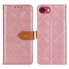 For iPhone SE 2024 European Floral Embossed Leather Phone Case(Pink) - 1