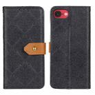 For iPhone SE 2024 European Floral Embossed Leather Phone Case(Black) - 1