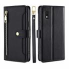 For Sharp Aqous Wish3 Lite Sheep Texture Cross-body Zipper Wallet Leather Phone Case(Black) - 1