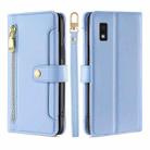 For Sharp Aqous Wish3 Lite Sheep Texture Cross-body Zipper Wallet Leather Phone Case(Blue) - 1