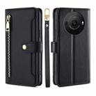 For Sharp Aquos R8 Pro SH-51 Lite Sheep Texture Cross-body Zipper Wallet Leather Phone Case(Black) - 1