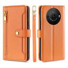 For Sharp Aquos R8 Pro SH-51 Lite Sheep Texture Cross-body Zipper Wallet Leather Phone Case(Orange) - 1