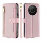 For Sharp Aquos R8 Pro SH-51 Lite Sheep Texture Cross-body Zipper Wallet Leather Phone Case(Pink) - 1