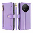 For Sharp Aquos R8 Pro SH-51 Lite Sheep Texture Cross-body Zipper Wallet Leather Phone Case(Purple) - 1