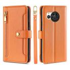 For Sharp Aquos R8 SH-52D Lite Sheep Texture Cross-body Zipper Wallet Leather Phone Case(Orange) - 1