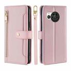 For Sharp Aquos R8 SH-52D Lite Sheep Texture Cross-body Zipper Wallet Leather Phone Case(Pink) - 1