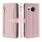 For Sharp Aquos sense8 Lite Sheep Texture Cross-body Zipper Wallet Leather Phone Case(Pink) - 1