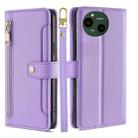 For Sharp Aquos R9 Sheep Texture Cross-body Zipper Wallet Leather Phone Case(Purple) - 1