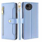 For Sharp Aquos Wish4 Sheep Texture Cross-body Zipper Wallet Leather Phone Case(Blue) - 1