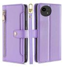 For Sharp Aquos Wish4 Sheep Texture Cross-body Zipper Wallet Leather Phone Case(Purple) - 1