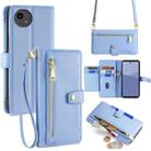 For Sharp Aqous wish5 Sheep Texture Cross-body Zipper Wallet Leather Phone Case(Blue) - 1