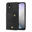 For vivo Y02 4G / Y11 2023 Double Buckle Card Slots Magnetic Phone Case(Black) - 1