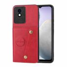 For vivo Y02 4G / Y11 2023 Double Buckle Card Slots Magnetic Phone Case(Red) - 1