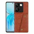 For vivo Y100 / T2 India Double Buckle Card Slots Magnetic Phone Case(Brown) - 1