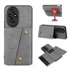 For Honor 200 Double Buckle Card Slots Magnetic Phone Case(Grey) - 1