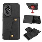 For Honor 200 Pro Double Buckle Card Slots Magnetic Phone Case(Black) - 1