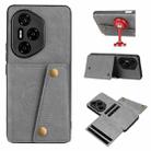 For Honor 300 Pro Double Buckle Card Slots Magnetic Phone Case(Grey) - 1