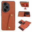 For Honor 300 Pro Double Buckle Card Slots Magnetic Phone Case(Brown) - 1