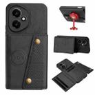 For Honor 400 Global 156.5mm Double Buckle Card Slots Magnetic Phone Case(Black) - 1