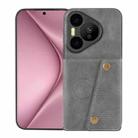 For Huawei Pura 70 Double Buckle Card Slots Magnetic Phone Case(Grey) - 1