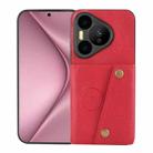 For Huawei Pura 70 Double Buckle Card Slots Magnetic Phone Case(Red) - 1