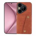 For Huawei Pura 70 Pro Double Buckle Card Slots Magnetic Phone Case(Brown) - 1