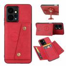 For Xiaomi Redmi Note 12 4G Global Double Buckle Card Slots Magnetic Phone Case(Red) - 1