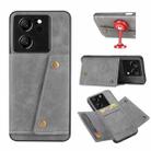 For Xiaomi 13T / Redmi K60 Ultra Double Buckle Card Slots Magnetic Phone Case(Grey) - 1