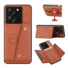 For Xiaomi 13T / Redmi K60 Ultra Double Buckle Card Slots Magnetic Phone Case(Brown) - 1