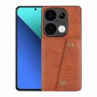 For Xiaomi Redmi Note 13 Pro 4G Global Double Buckle Card Slots Magnetic Phone Case(Brown) - 1