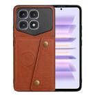 For Xiaomi Redmi K70 Ultra Double Buckle Card Slots Magnetic Phone Case(Brown) - 1