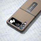 For Samsung Galaxy Z Flip4 Genuine Leather Litchi Texture Phone Case with Holder(Grey) - 4