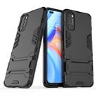 For OPPO Reno4 PC + TPU Shockproof Protective Case with Holder(Black) - 1