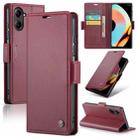 For Realme 10 Pro 5G CaseMe 023 Butterfly Buckle Litchi Texture RFID Anti-theft Leather Phone Case(Wine Red) - 1