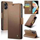 For Realme 10 Pro+ CaseMe 023 Butterfly Buckle Litchi Texture RFID Anti-theft Leather Phone Case(Brown) - 1