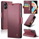 For Realme 10 Pro+ CaseMe 023 Butterfly Buckle Litchi Texture RFID Anti-theft Leather Phone Case(Wine Red) - 1