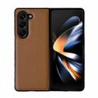 For Samsung Galaxy Z Fold5 Litchi Texture PC +TPU Shockproof Phone Case(Coffee) - 1