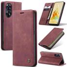 For OPPO Reno8 T 4G CaseMe 013 Multifunctional Horizontal Flip Leather Phone Case(Wine Red) - 1
