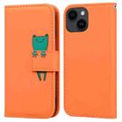 For iPhone 14 Cartoon Buckle Horizontal Flip Leather Phone Case(Orange) - 1