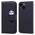 For iPhone 14 Cartoon Buckle Horizontal Flip Leather Phone Case(Black) - 1