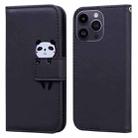 For iPhone 14 Pro Cartoon Buckle Horizontal Flip Leather Phone Case(Black) - 1