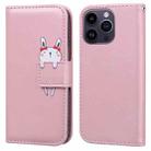 For iPhone 14 Pro Max Cartoon Buckle Horizontal Flip Leather Phone Case(Pink) - 1